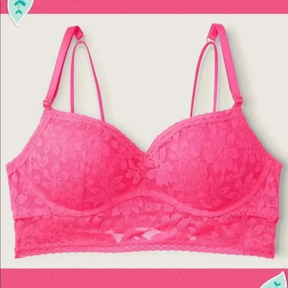 Victoria's Secret Braletteレースブラレットカラーピンク NEW Victoria's Secret PINK Lace Push Up Bralette & Panty Set